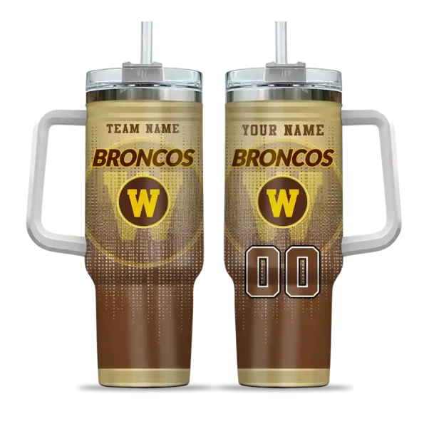 customized western michigan broncos gradient dots brown curved tumbler best selling.webp