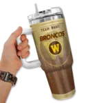 customized western michigan broncos gradient dots brown curved tumbler best selling.webp