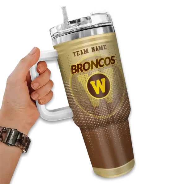 customized western michigan broncos gradient dots brown curved tumbler fashion forward.webp