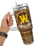 customized western michigan broncos honey streaks brown curved tumbler best selling.webp