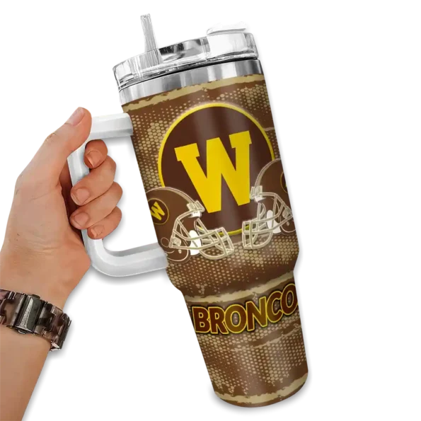 customized western michigan broncos honey streaks brown curved tumbler fashion forward.webp