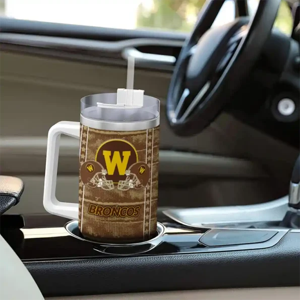 customized western michigan broncos honey streaks brown curved tumbler trendy.webp