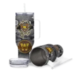 customized western michigan broncos superman shield brown gray curved tumbler best selling.webp