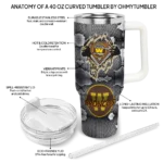customized western michigan broncos superman shield brown gray curved tumbler best selling.webp