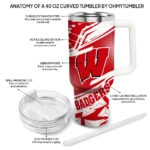 customized wisconsin badgers abstract paths red curved tumbler best selling.webp