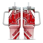 customized wisconsin badgers arrow burst red curved tumbler best selling.webp