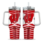 customized wisconsin badgers chevron layers red curved tumbler best selling.webp