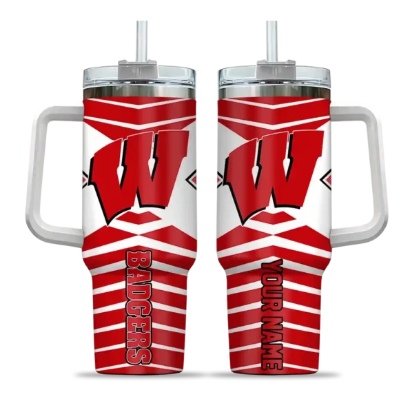customized wisconsin badgers chevron layers red curved tumbler best selling.webp