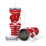 customized wisconsin badgers chevron layers red curved tumbler best selling.webp