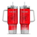customized wisconsin badgers geometric prism red curved tumbler best selling.webp