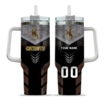 customized wyoming cowboys arrow armor brown black curved tumbler best selling.webp