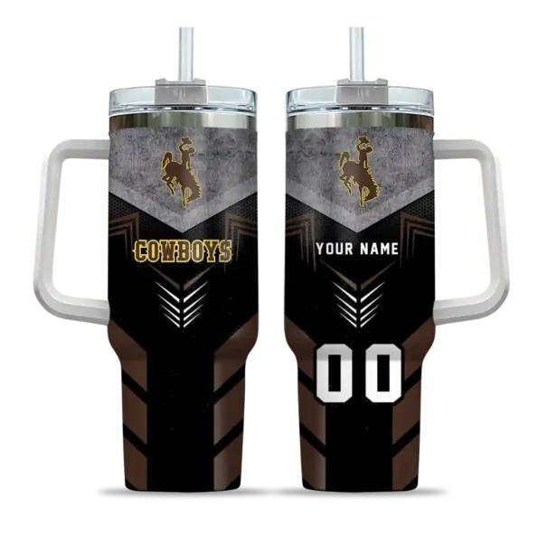 customized wyoming cowboys arrow armor brown black curved tumbler best selling.webp