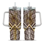 customized wyoming cowboys chevron angle brown curved tumbler best selling.webp