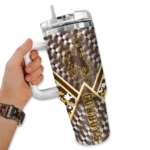 customized wyoming cowboys chevron angle brown curved tumbler best selling.webp