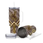 customized wyoming cowboys chevron angle brown curved tumbler best selling.webp