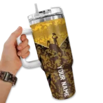 customized wyoming cowboys chevron stripe brown curved tumbler best selling.webp