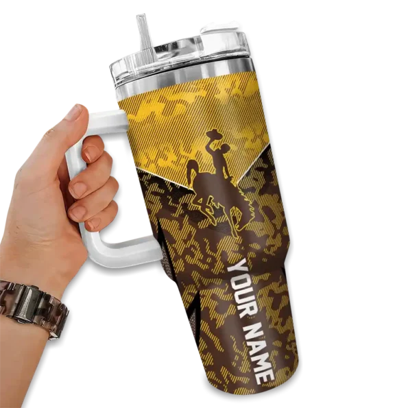 customized wyoming cowboys chevron stripe brown curved tumbler fashion forward.webp