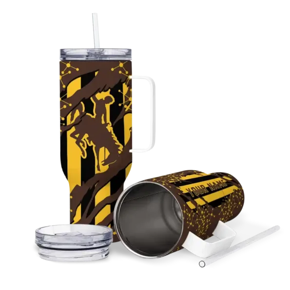 customized wyoming cowboys claw cut brown black curved tumbler high quality.webp