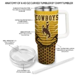 customized wyoming cowboys hex texture brown curved tumbler best selling.webp