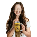 customized wyoming cowboys hex texture brown curved tumbler best selling.webp
