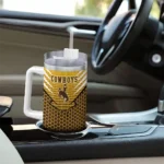 customized wyoming cowboys hex texture brown curved tumbler best selling.webp