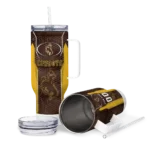 customized wyoming cowboys hexagon armor brown curved tumbler best selling.webp