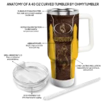 customized wyoming cowboys hexagon armor brown curved tumbler best selling.webp