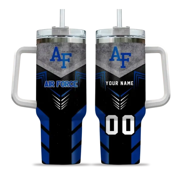 personalized air force falcons arrow armor blue black curved tumbler best selling.webp
