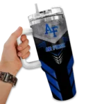 personalized air force falcons arrow armor blue black curved tumbler best selling.webp