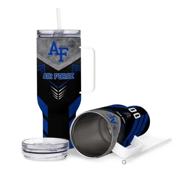 personalized air force falcons arrow armor blue black curved tumbler high quality.webp