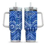 personalized air force falcons bold diamonds blue curved tumbler best selling.webp
