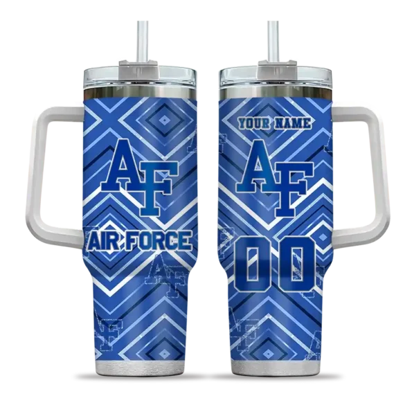 personalized air force falcons bold diamonds blue curved tumbler best selling.webp