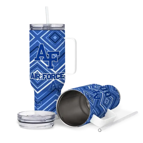 personalized air force falcons bold diamonds blue curved tumbler high quality.webp