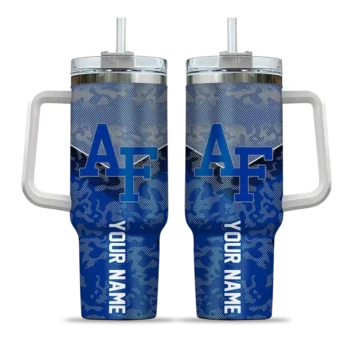 personalized air force falcons chevron stripe blue curved tumbler best selling.webp