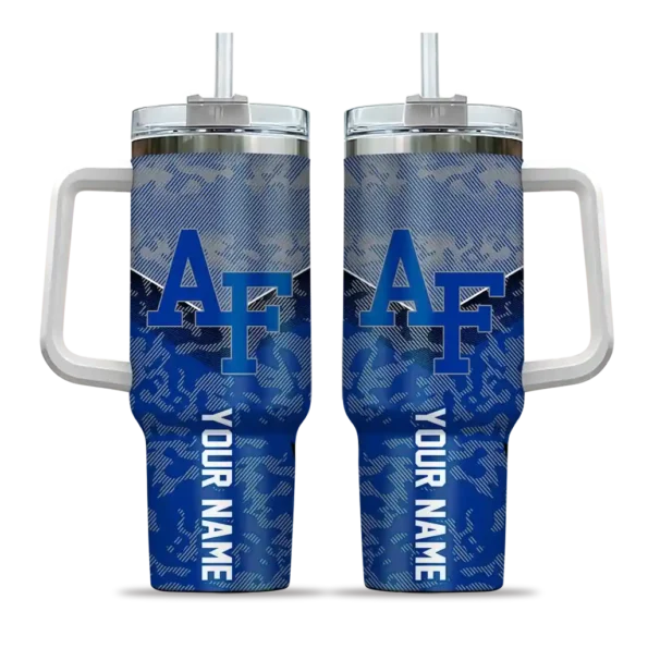 personalized air force falcons chevron stripe blue curved tumbler best selling.webp
