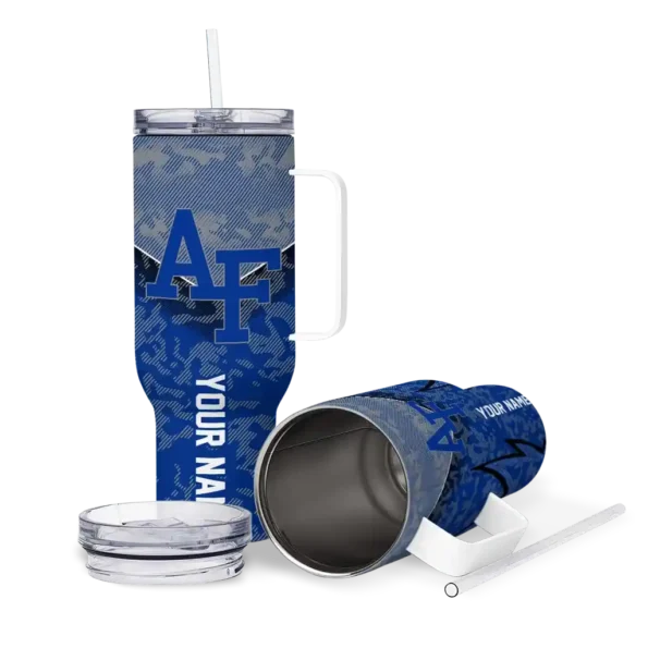 personalized air force falcons chevron stripe blue curved tumbler high quality.webp