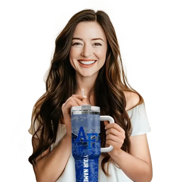 personalized air force falcons chevron stripe blue curved tumbler premium grade.webp