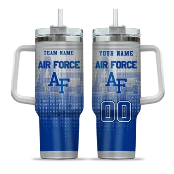personalized air force falcons gradient dots blue curved tumbler best selling.webp