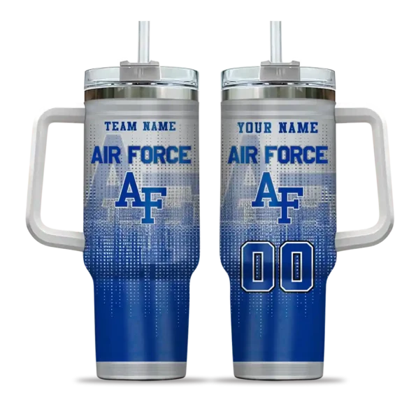 personalized air force falcons gradient dots blue curved tumbler best selling.webp