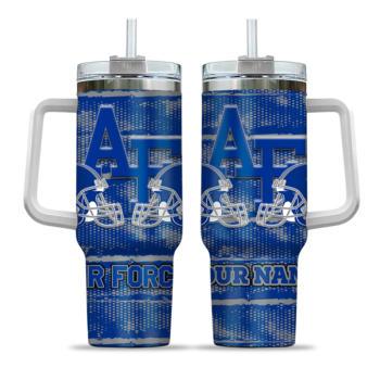 personalized air force falcons honey streaks blue curved tumbler best selling.webp
