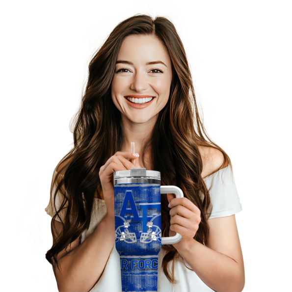 personalized air force falcons honey streaks blue curved tumbler premium grade.webp