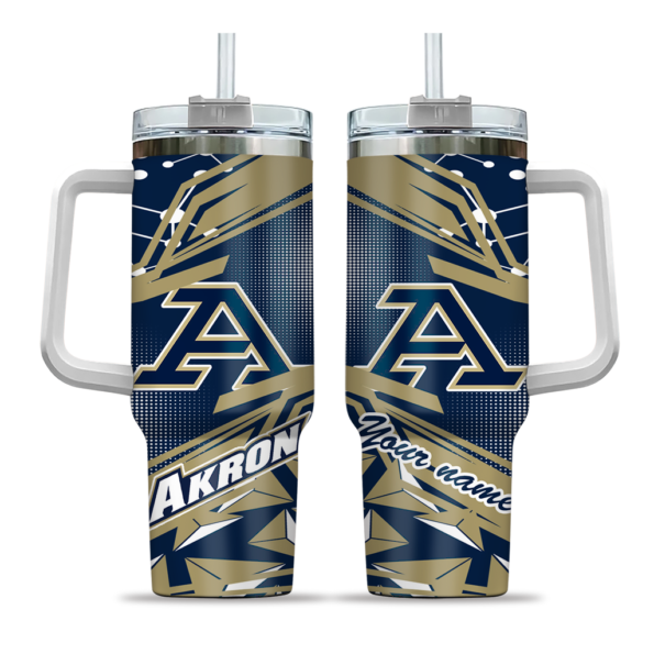 personalized akron zips abstract paths blue curved tumbler best selling.webp