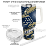 personalized akron zips abstract paths blue curved tumbler best selling.webp