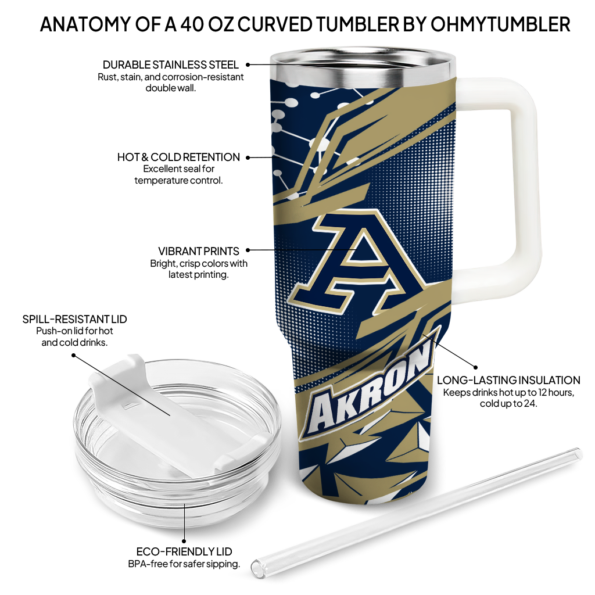 personalized akron zips abstract paths blue curved tumbler new arrival.webp
