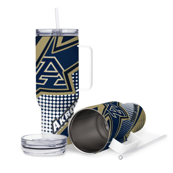 personalized akron zips arrow burst blue curved tumbler high quality.webp