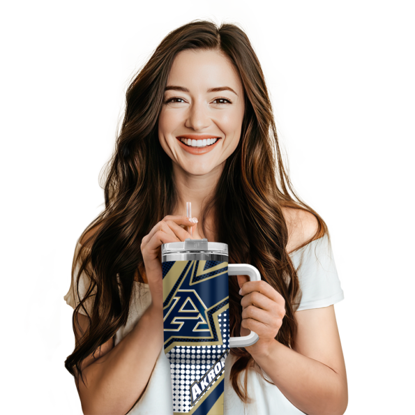 personalized akron zips arrow burst blue curved tumbler premium grade.webp