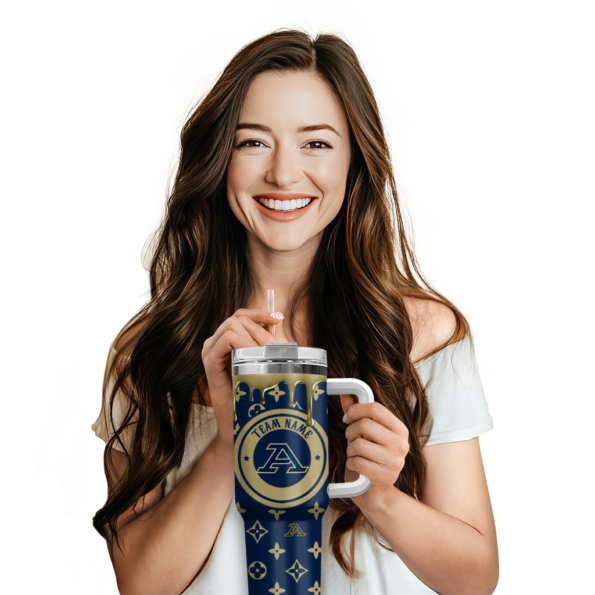 personalized akron zips bullseye drips blue curved tumbler premium grade.webp