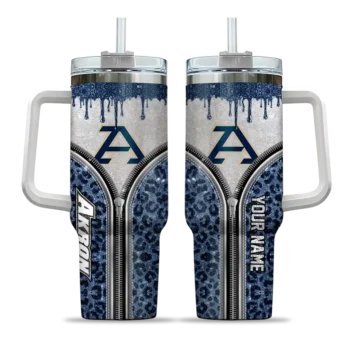 personalized akron zips leopard zipper blue curved tumbler best selling.webp