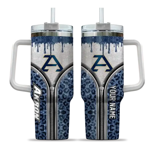 personalized akron zips leopard zipper blue curved tumbler best selling.webp