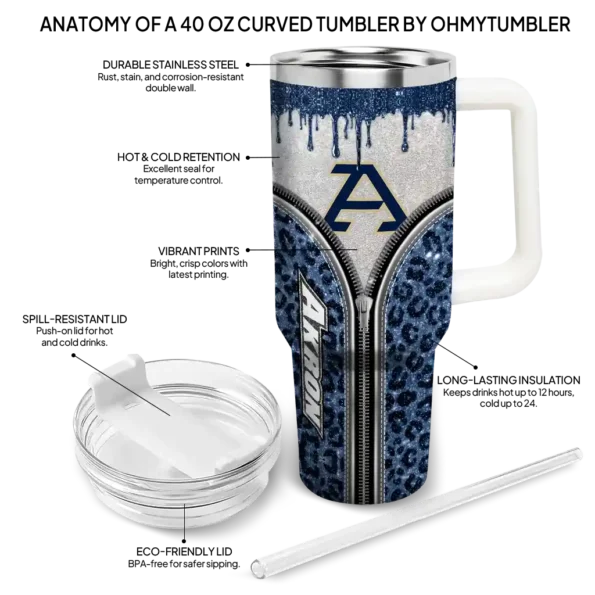 personalized akron zips leopard zipper blue curved tumbler new arrival.webp